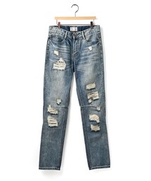 個性街頭破壞水洗單寧褲(デニムパンツ)