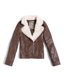 外套-美式復古翻領皮革外套(その他アウター)