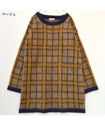 A La mode Marche | 格子柄シャギーニットワンピース(ワンピース)