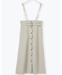 Melan Cleuge | ベルト付きフロント釦ジャンスカ/カーキ/¥6,490(ジャンパースカート)