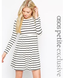 ASOS PETITE Exclusive Babydoll Swing Dress in Stripe(ワンピース)