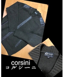 corsini | 	【corsini／コルシーニ】  イタリアの洗練された感性と、日本の匠の技を組み合わせ、上質かつハイセンスなアイテムを展開するラグジュアリーニットブランド。  モノの本質を見抜く優れた選択眼と自分のスタイルにこだわりを持つ、ファッションを楽しみたい方々に向けて、 ニットブランドならではのアイテムを通じて豊富なカジュアルスタイルをご提案。 ニットジップアップブルゾン(ブルゾン)