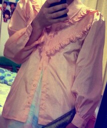 古着 | サテンピンクフリルブラウス(シャツ/ブラウス)