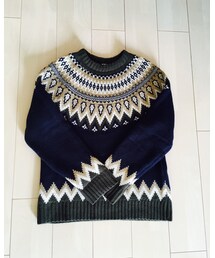 GU | men'sのLサイズです。冬っぽい柄がお気に入り。(ニット/セーター)