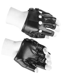 Punk Rave | Black Fingerless Leather Gloves(手袋)