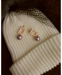 ドットと淡水パールのピアス | ピアス（両耳用）