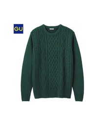 GU | アランケーブルクルーネックセーター(ニット/セーター)