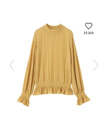 GU | レースフリルネックT(シャツ/ブラウス)