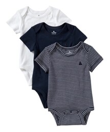 babyGAP | ホワイト・ネイビー・ボーダーの3set  お買い物してたらだんだんノってきて買っちゃえー！ってなった。私的にふんぱつしたー(ｰｰ;) けどシンプルなのが欲しかったから満足！(ロンパース)