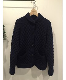 doux bleu  | 柄編みショールカラーガウン(その他アウター)
