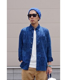 SOPHNET. | GEOMETRIC PATTERN INIDIGO OXFORD B.D SHIRT(シャツ/ブラウス)