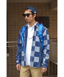 SOPHNET. | INDIGO PATCH WORK REGULAR COLLAR SHIRT(シャツ/ブラウス)