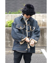 22AW kolor 13.5oz デニムボアジャケット size1 kolor 13.5oz ボア付きデニムジャケット