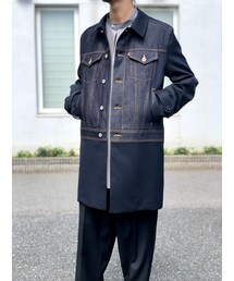 JUNYA WATANABE MAN | 綿麻デニム × ウールギャバ Levi’s W ネームコート(ステンカラーコート)