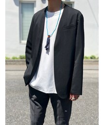SOPHNET. | SOLOTEX TROPICAL STRETCH WOOL NO COLLAR JACKET(ノーカラージャケット)