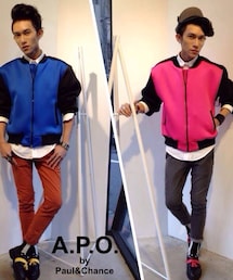 A.P.O | 潛水布外套（粉紅/黑）(マウンテンパーカー)