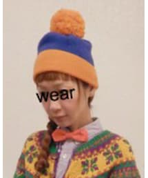 mercibeaucoup, | ニット帽（ブルー×オレンジ）(ニットキャップ/ビーニー)