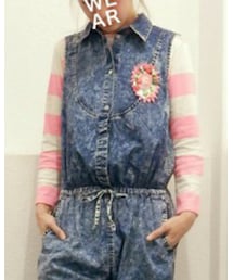 DENIM DUNGAREE | 太ボーダー長袖Tシャツ（PK）(Tシャツ/カットソー)