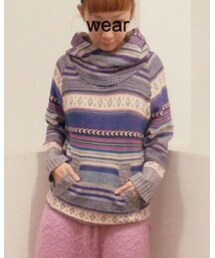 CUBE SUGAR | ボーダーニットパーカー(ニット/セーター)