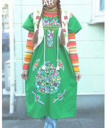 古着 | 古着メキシカンワンピ（グリーン）(ワンピース)