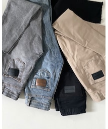 primaras | unbalance hem stretch デニムpt／Black(デニムパンツ)