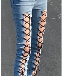 no brand | 綁帶設計太好看啦 ♥(デニムパンツ)