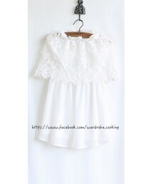 氣質綁脖蕾絲拼接上衣(その他トップス)