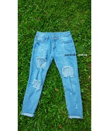 衣櫥料理 | 大破洞寬鬆男友牛仔褲(デニムパンツ)