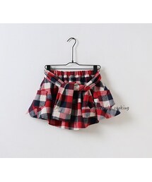 衣櫥料理 | 甜美格子綁帶褲裙(スカート)