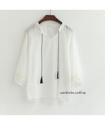 衣櫥料理 | 拼接蕾絲袖公主襯衫(シャツ/ブラウス)