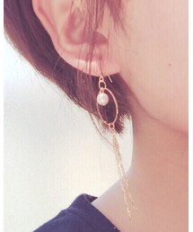 lecamedy | 非売品:コットンパールとゴールドチェーンのシンプルピアス(ピアス（両耳用）)