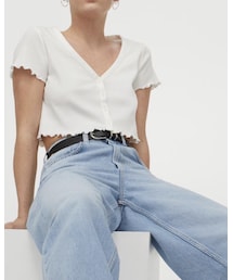 H&M | フロントボタンクロップドトップス  xs(トップス)
