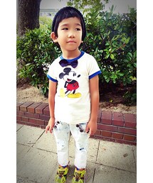 DENIM DUNGAREE | HELLO MICKEY T(Tシャツ/カットソー)