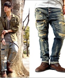 Bonds & Peace | ダメージリペアサルエルデニムパンツ(デニムパンツ)