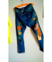 パッチワークデニムパンツ(デニムパンツ)