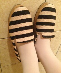 ボーダー厚底パンプス(パンプス)