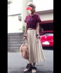 チェック柄ロングスカート(スカート)