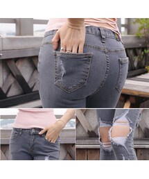 그레이 빈티지진(デニムパンツ)