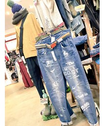 bit blue | bit blue ペイントデニムサルエル(デニムパンツ)