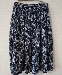 CIAOPANIC TYPY | 幾何学模様 ミモレ丈 ギャザースカート ネイビー(スカート)