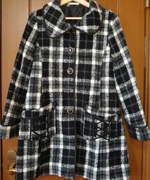 axes femme | チェック柄 Ａライン ステンカラーコート ブラック(ステンカラーコート)