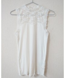 CIAOPANIC | レース ハイネック ノースリーブ Tシャツ ホワイト(Tシャツ/カットソー)