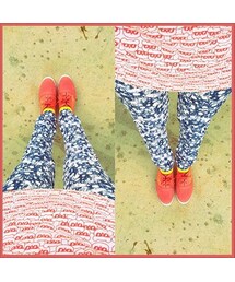 HANA+HANA藍色印花長褲(その他パンツ)