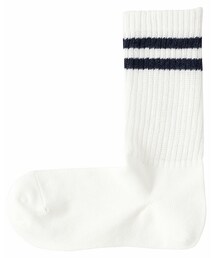 無印良品 | オーガニックコットン混足なり直角　ライン入りざっくりリブ靴下（婦人・えらべる）　２３～２５ｃｍ・オフ白(ソックス/靴下)