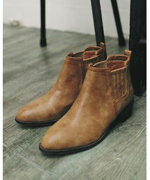 soulsis | SOULSIS X Gisele【1409-S1】淺咖美好年代低跟短靴 2014/9折(ブーツ)