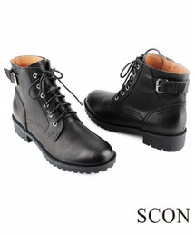 SCONA | SCONA 全真皮 經典扣飾綁帶短靴(ブーツ)