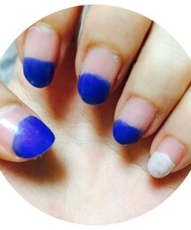 セルフネイル | 青白シンプルネイル(ハンドケア/ハンドクリーム)