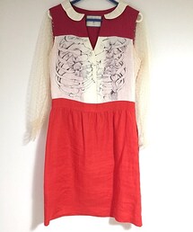 D-due | Hand painted Sheer Sleeve Dress(ワンピース)