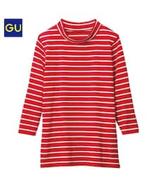 GU | ボーダーハイネックＴ(Tシャツ/カットソー)