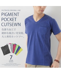 some might say | 古着のような風合いのコットンVネック半袖カットソー(Tシャツ/カットソー)